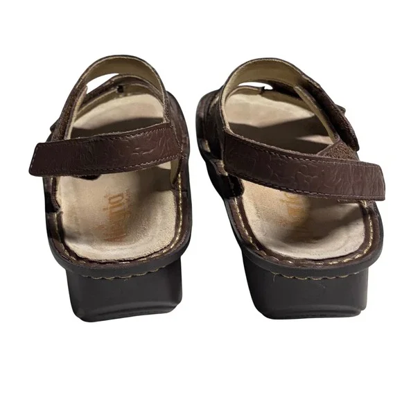 Alegria Lul-7608X Brown Leather Platform Sandals Womens 37 Adjustable Straps - Picture 9 of 11